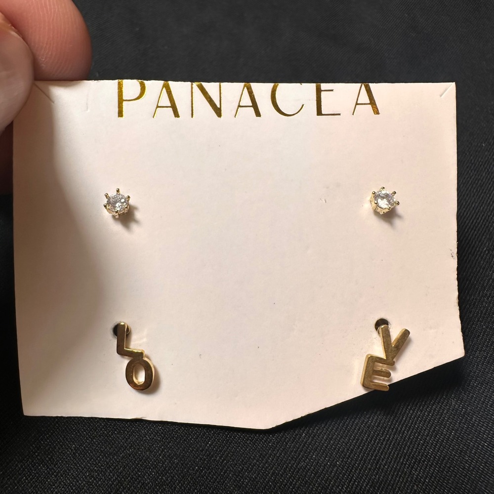 Panacea Gold LOVE and Crystal Stud Earring Set 2 Pairs Nordstrom